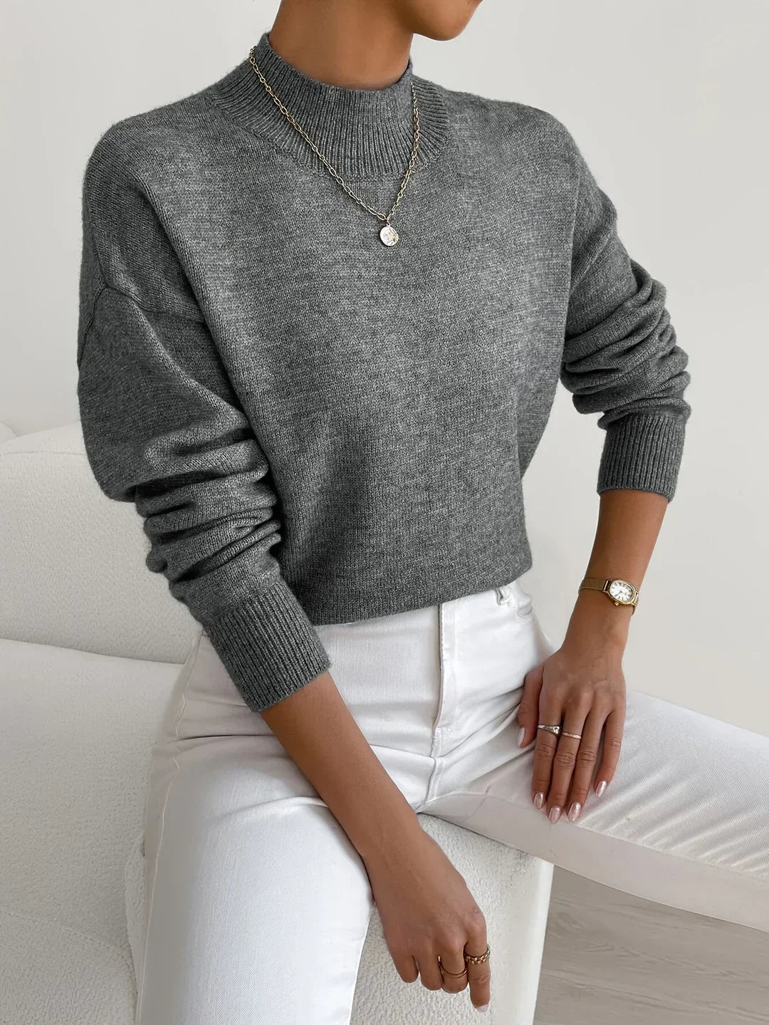 Sophie - Mock neck soft knit oversized jumper