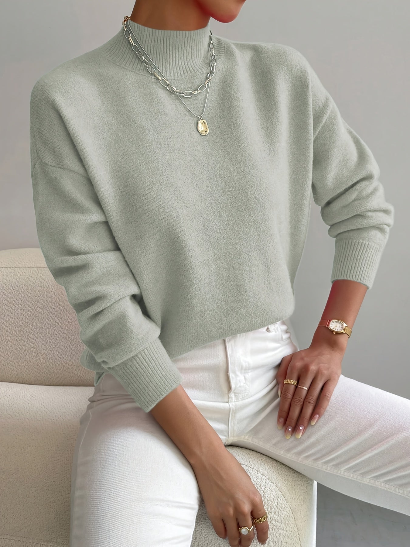 Sophie - Mock neck soft knit oversized jumper
