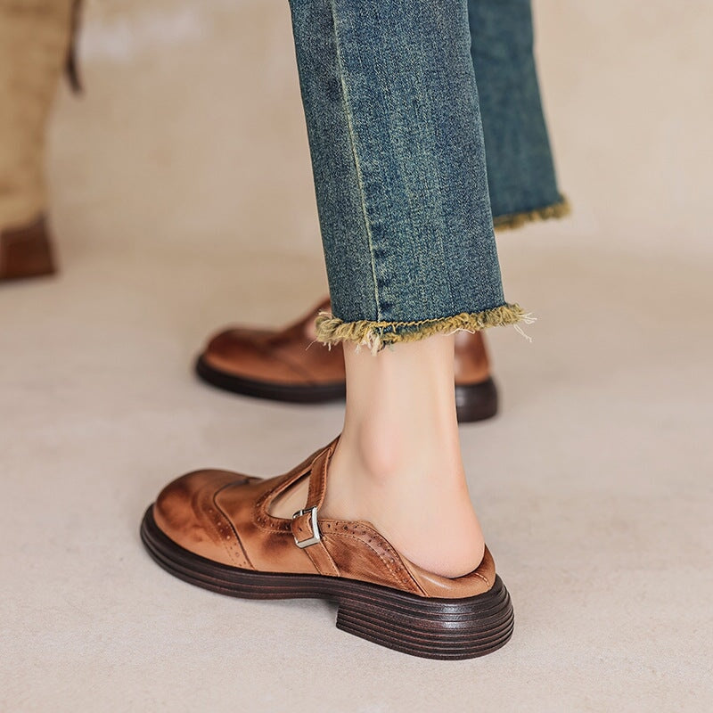 Velda - Chunky sole brogue mary jane shoes