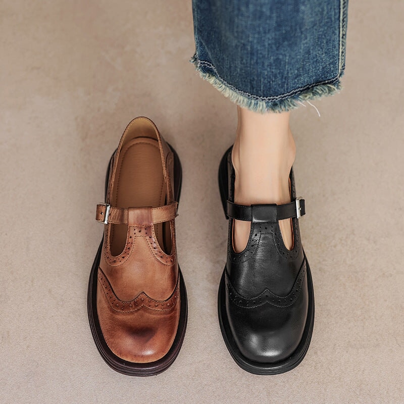 Velda - Chunky sole brogue mary jane shoes