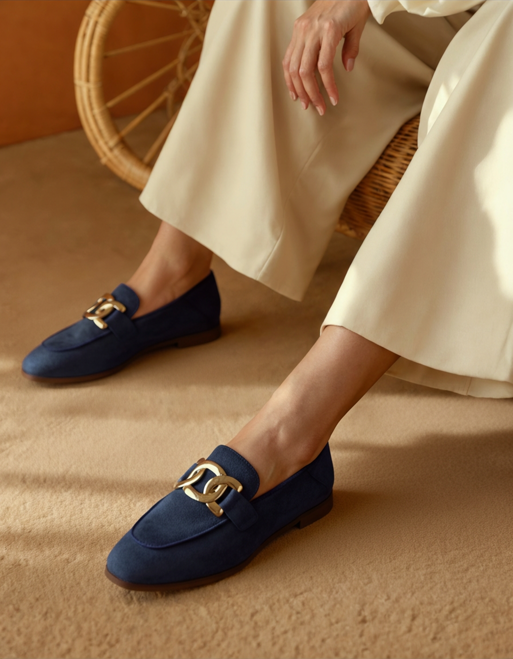 Sophia - Suede chain detail slip-on loafer