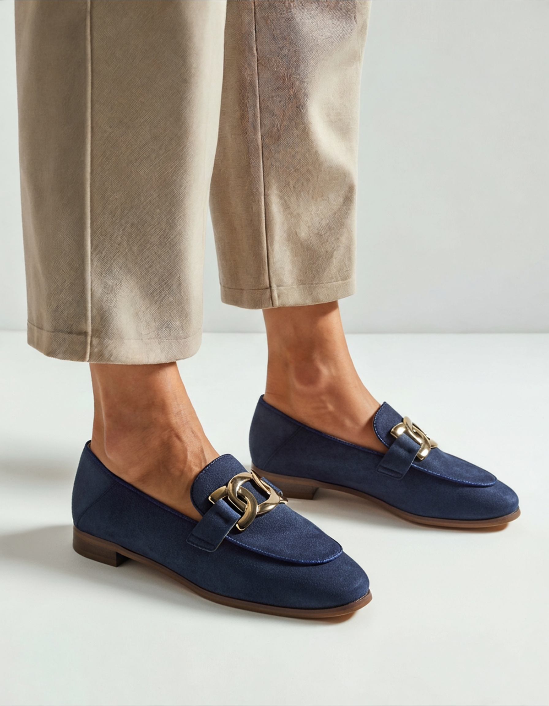 Sophia - Suede chain detail slip-on loafer