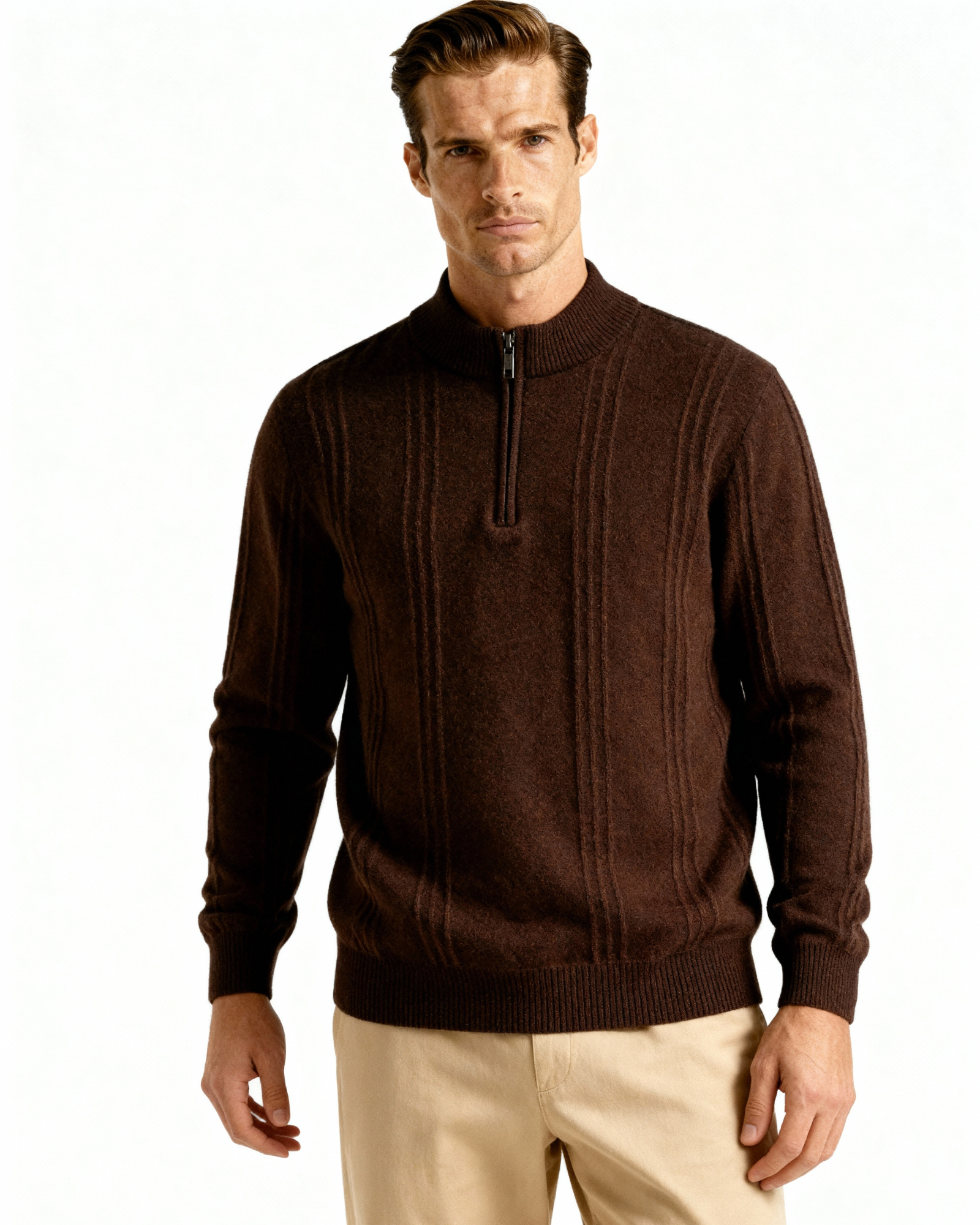 The Savile - Structured knit quarter-zip jumper