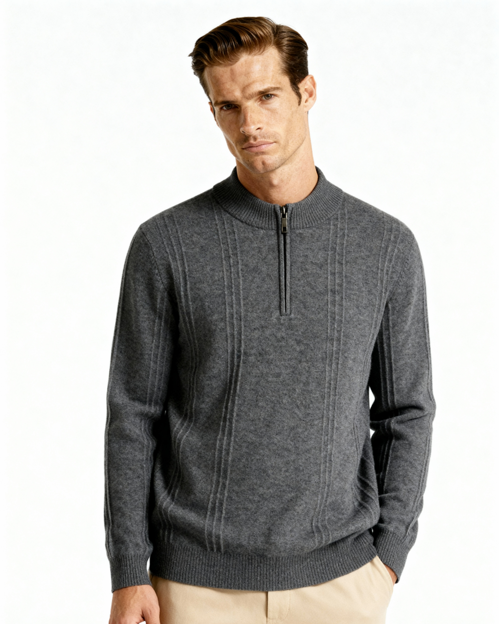 The Savile - Structured knit quarter-zip jumper