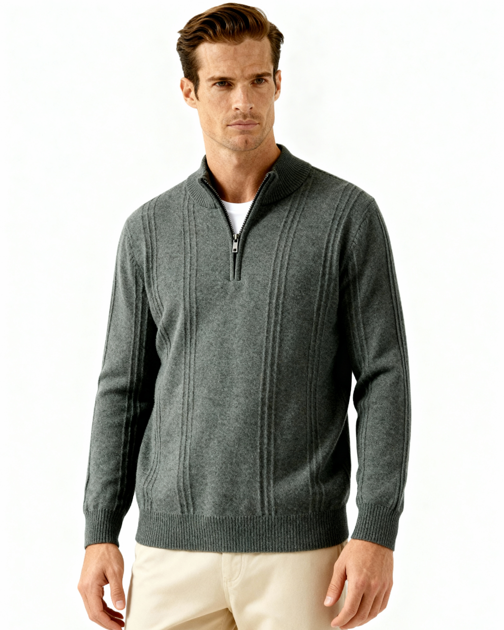 The Savile - Structured knit quarter-zip jumper