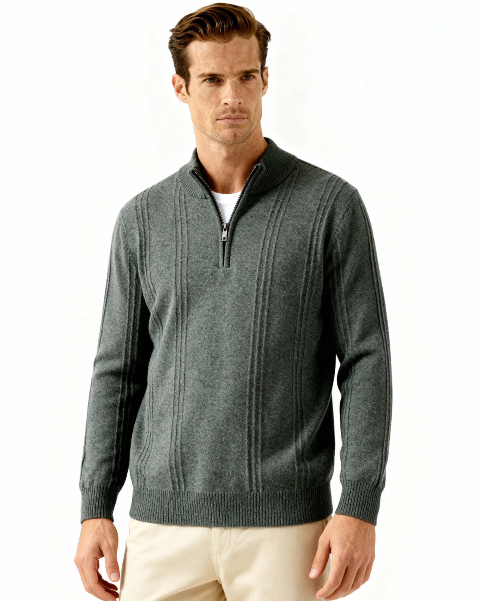 The Savile - Structured knit quarter-zip jumper