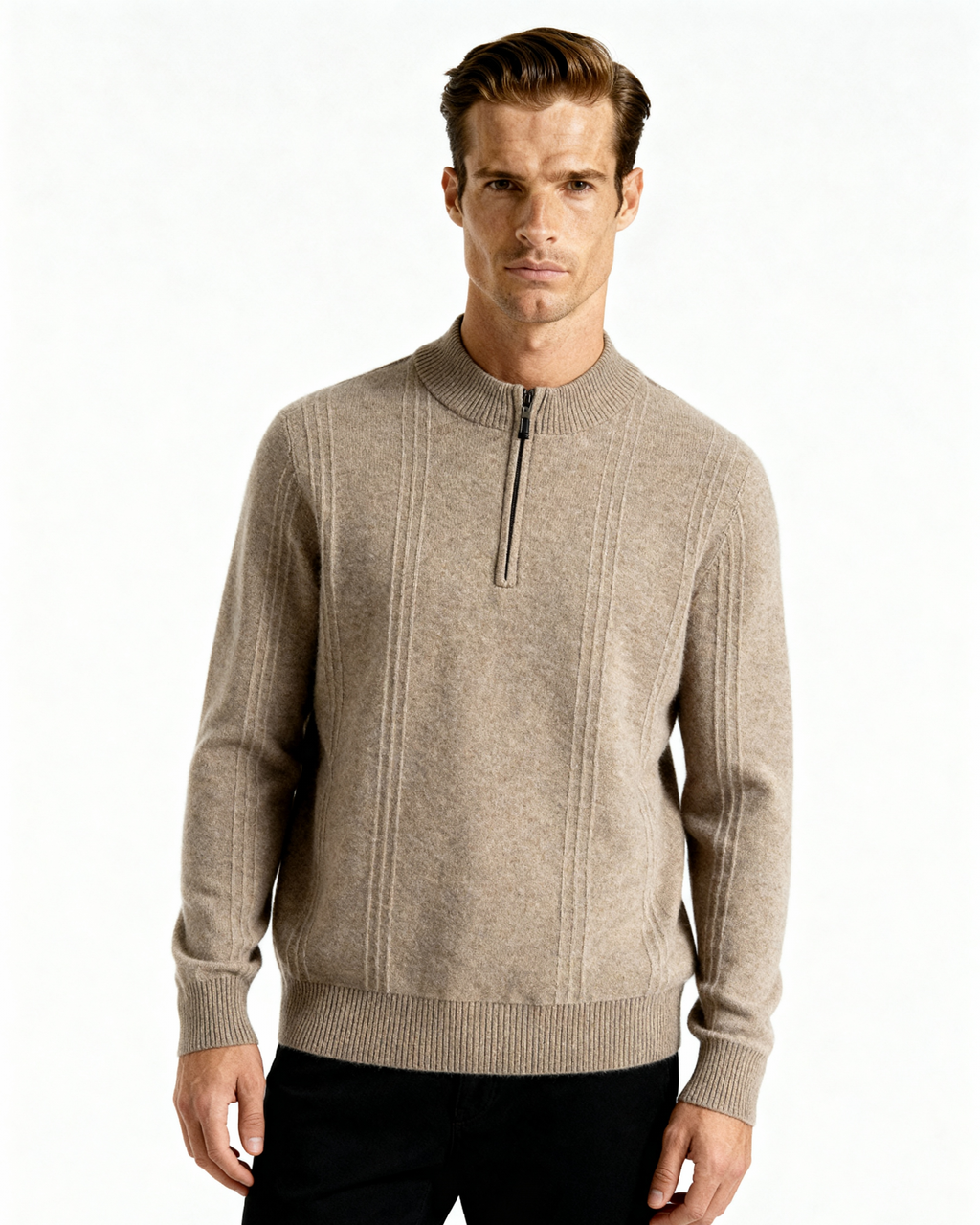 The Savile - Structured knit quarter-zip jumper