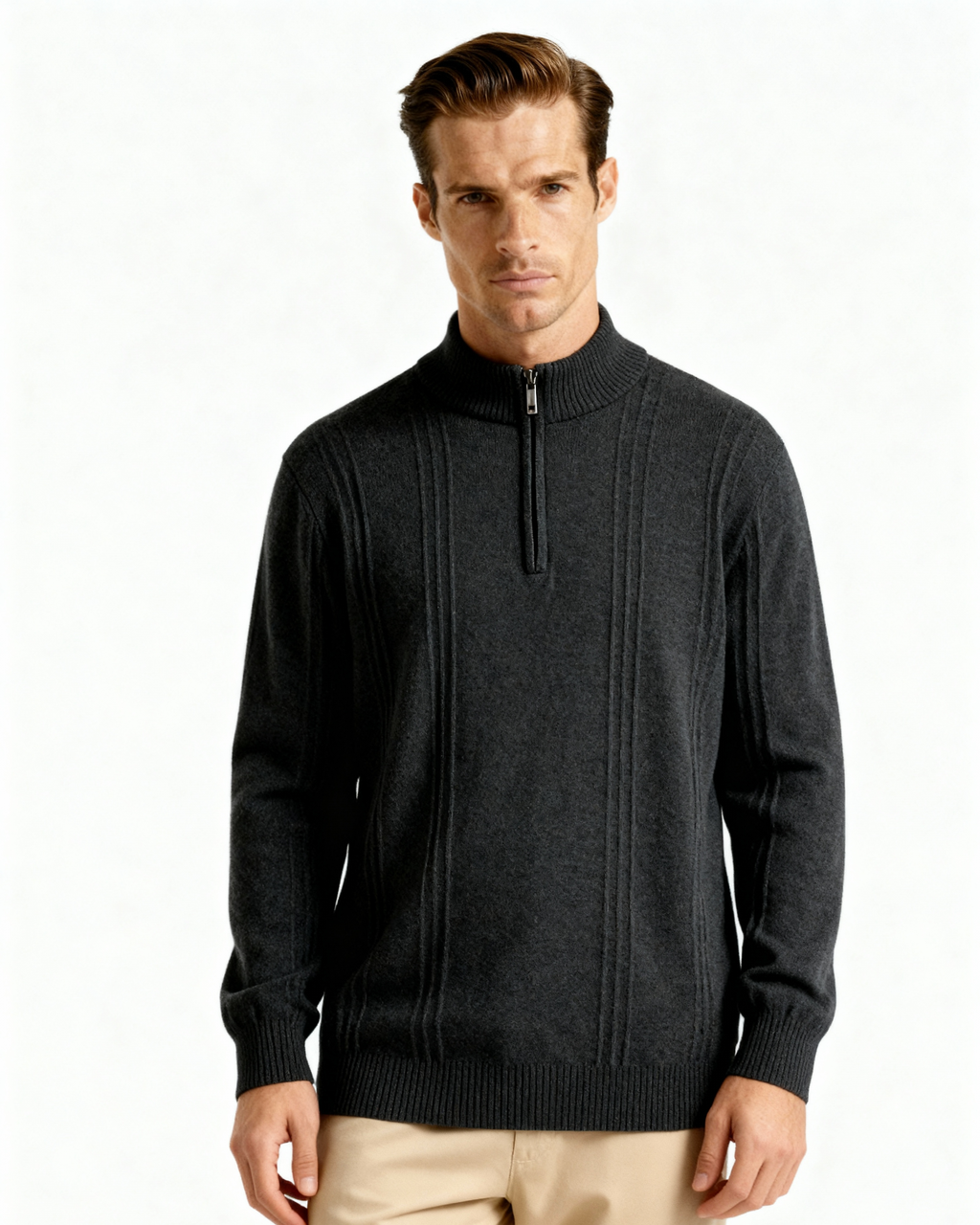 The Savile - Structured knit quarter-zip jumper