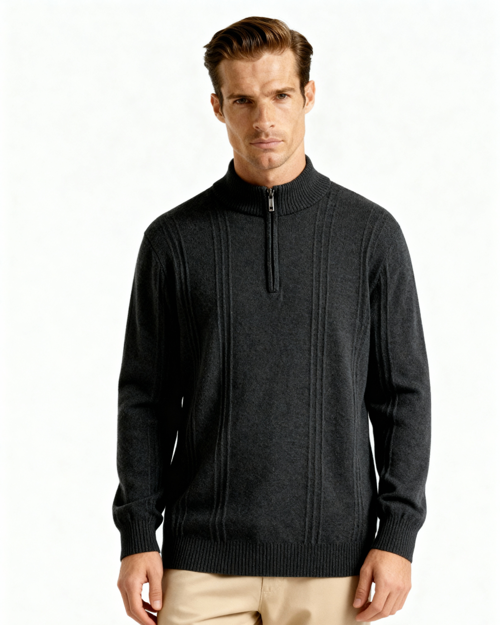The Savile - Structured knit quarter-zip jumper