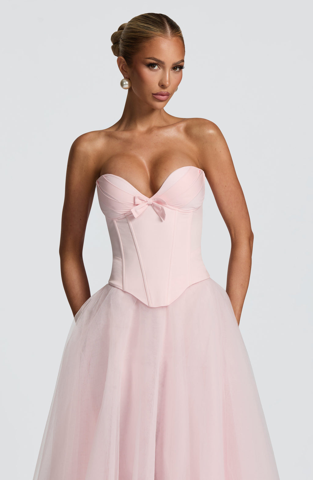 Prim - Blush pink sweetheart structured corset top
