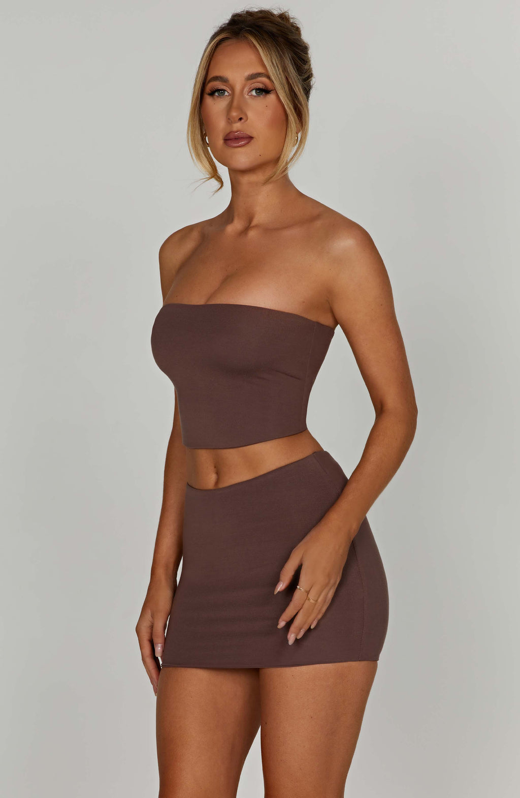 Rein - Chocolate seamless bandeau crop top