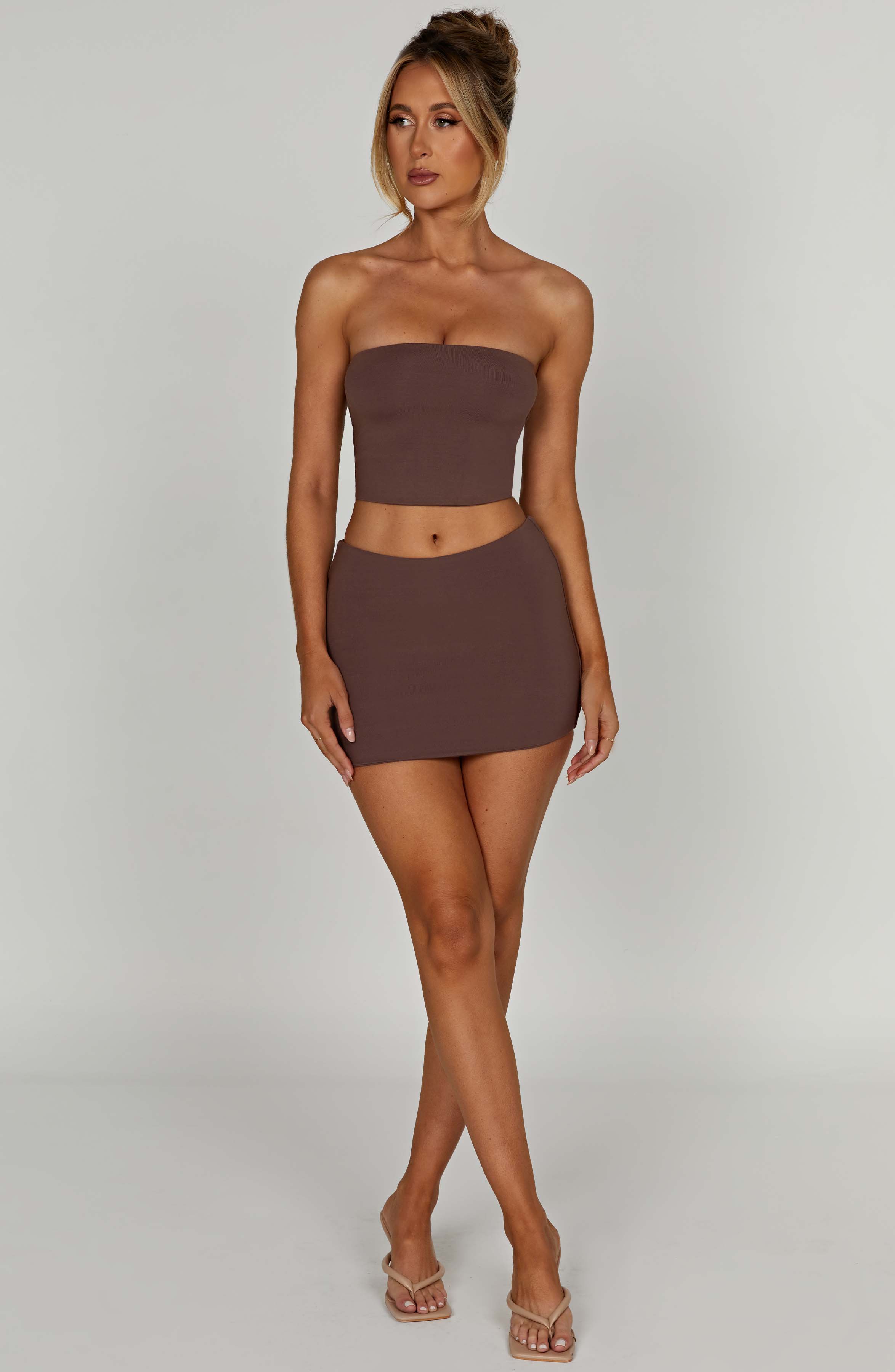 Rein - Chocolate seamless bandeau crop top