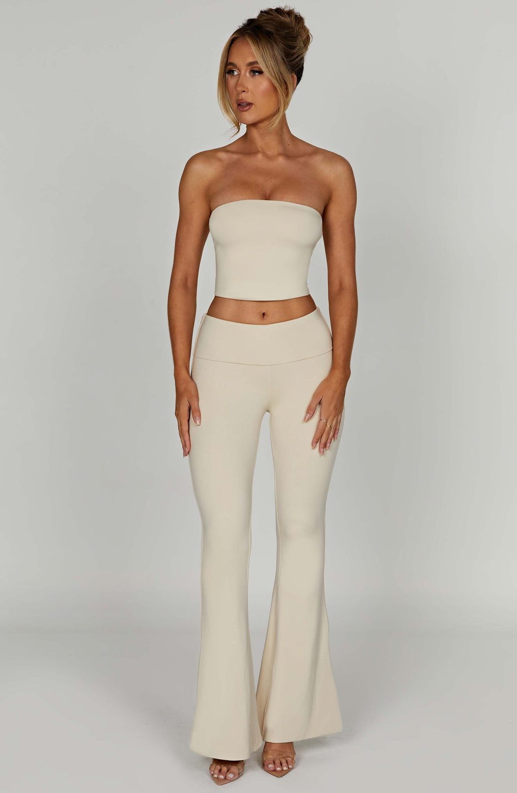 Rein - Cream seamless bandeau crop top