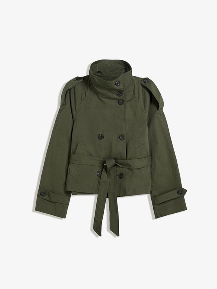 Scarlett - Double-breasted cropped trench jacket