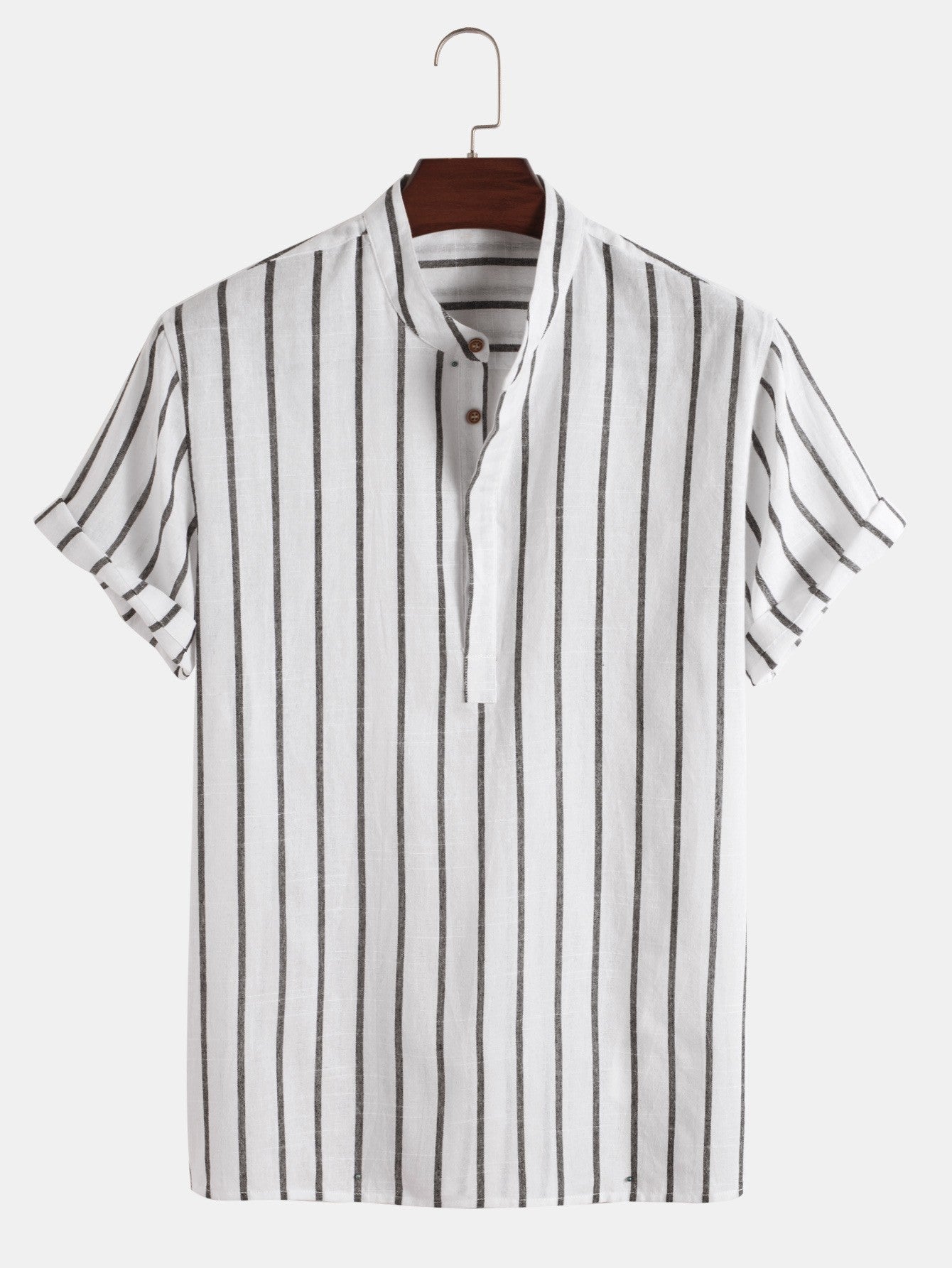 The linen-look striped cuban collar resort shirt