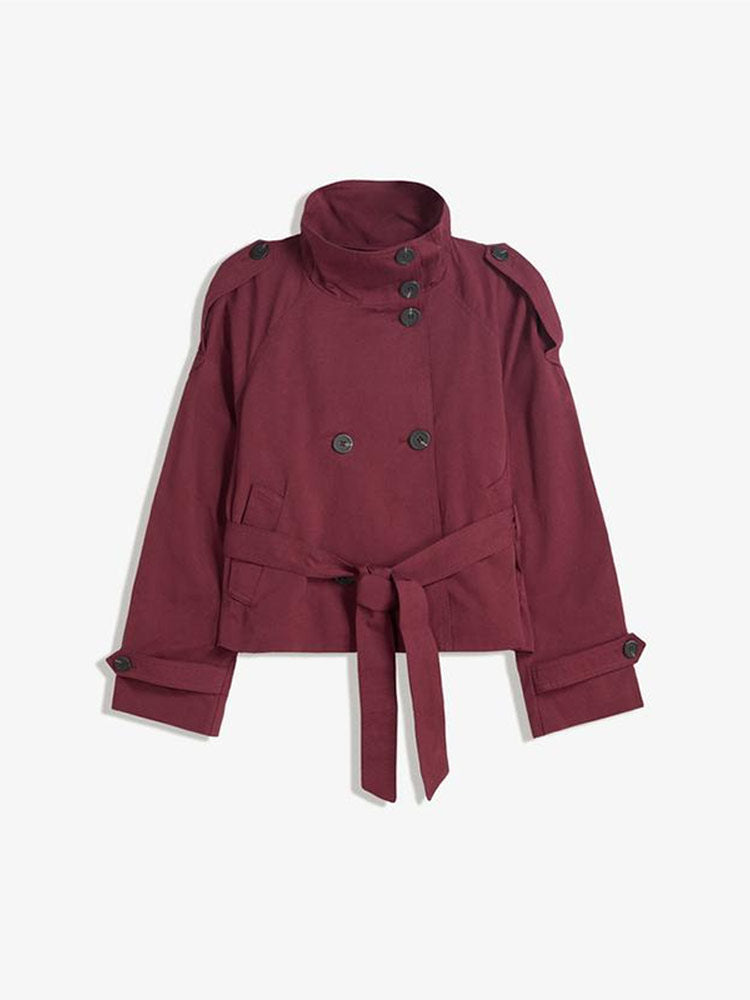 Scarlett - Double-breasted cropped trench jacket