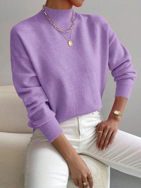 Sophie - Mock neck soft knit oversized jumper